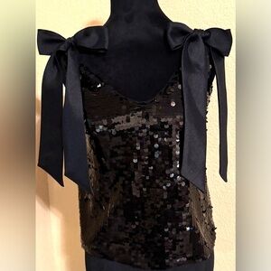 Anthropology Black adjustable bow strap top